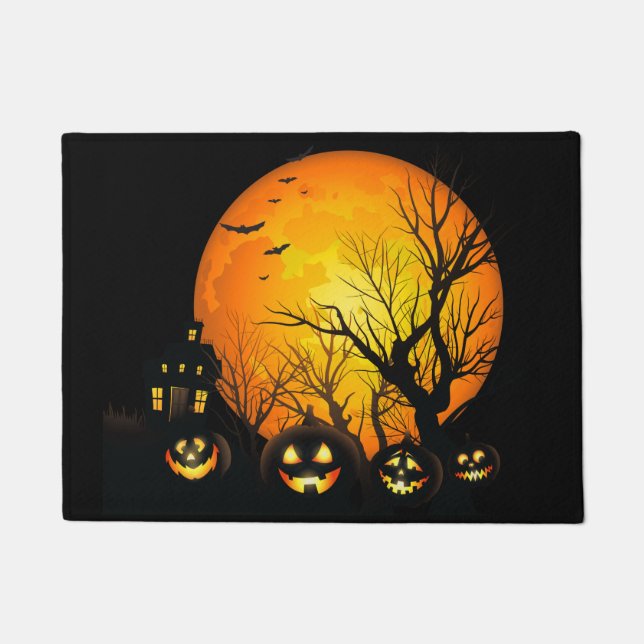 Paillasson Halloween Haunted Porte Mat Citrouille (Devant)