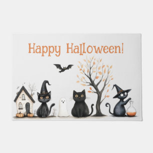 Paillasson "Halloween joyeuse" Cute Chats Noirs