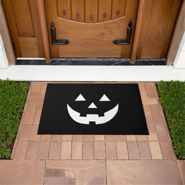 Paillasson Halloween noir blanc Jack-o'-lantern citrouille mi (De plein air)