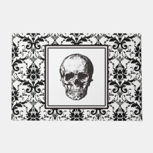Paillasson HALLOWEEN Noir Gothique Damas Motif Crâne