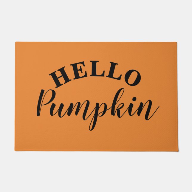Paillasson halloween orange automne moisson bonjour citrouill (Devant)