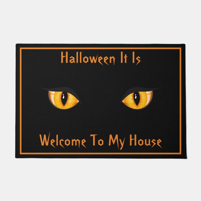 Paillasson Halloween Porte Mat Cat Yeux (Devant)