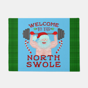 Paillasson Haltérophile drôle du père noël Swole de Noël