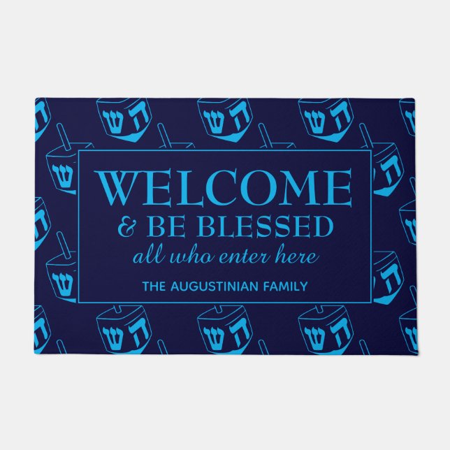 Paillasson Hanoukka Dreidel BIENVENUE (Devant)