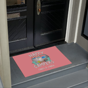 Paillasson Happy Camper  Accueil Camping rose