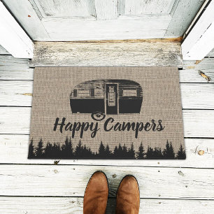Paillasson Happy Campers Camping Vie Forêt Rustique Burlap