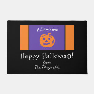 Paillasson Happy Halloween Citrouille Nom de famille