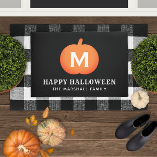 Paillasson Happy Halloween Citrouille orange sur mesure initi