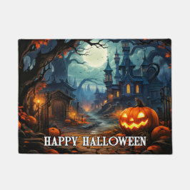 Paillasson Happy Halloween - Éffrayant Citrouille d'éclairage