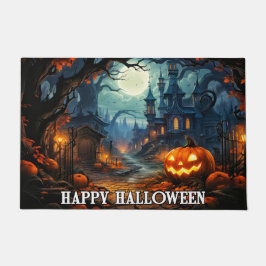 Paillasson Happy Halloween - Éffrayant Citrouille d'éclairage