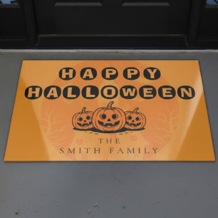 Paillasson Happy Halloween Famille Citrouille Custom Home