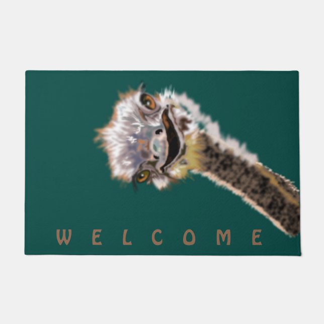Paillasson Happy Ostrich - Ajouter votre couleur / texte - Bi (Devant)