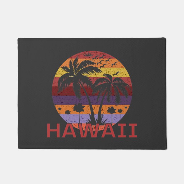 Paillasson Hawaii Vintage Palm Trees Voyage (Devant)