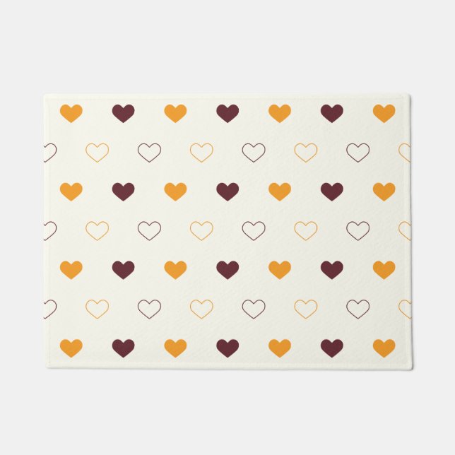 Paillasson Heart Pattern with Orange & Brown Hearts (Devant)
