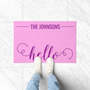 Paillasson HELLO Nom de famille personnalisé Welcome Mat Purp