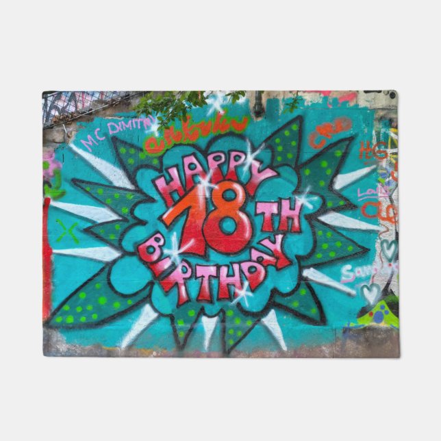 Paillasson Heureux Graffiti du 18ème anniversaire (Devant)