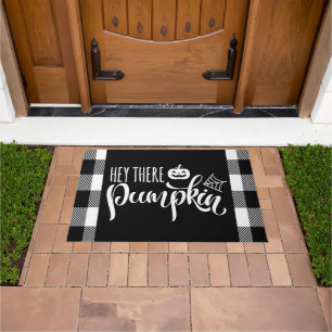 Paillasson Hey Là Citrouille Halloween Buffalo Plaid