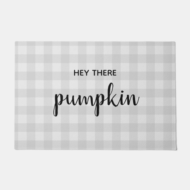 Paillasson Hey There Citrouille Buffalo Check Motif Automne (Devant)