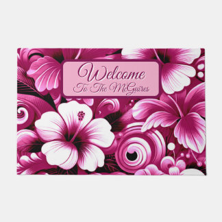 Paillasson Hibiscus de fleurs hawaïennes tropicales Personnal