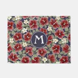Paillasson Hibiscus et Plumeria - Maroon