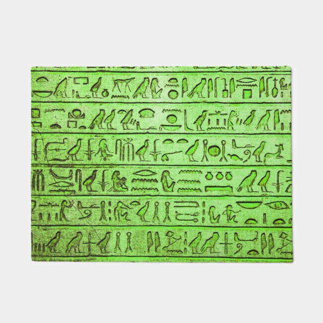 Paillasson Hiéroglyphes égyptiens anciens Vert (Devant)