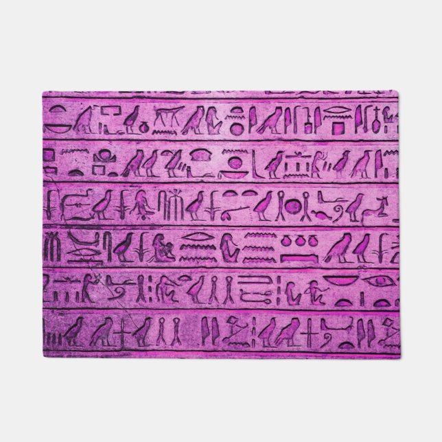 Paillasson Hiéroglyphes égyptiens antiques violets (Devant)