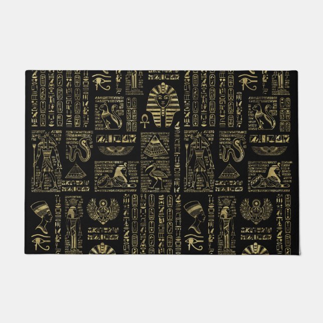 Paillasson Hiéroglyphes et or égyptiens de divinités sur le (Devant)