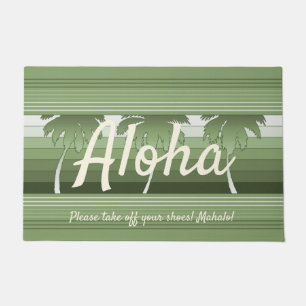 Paillasson Hilo Palmiers hawaïens rayé Aloha Vert