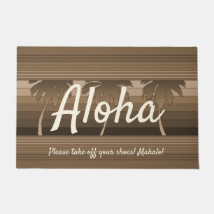 Paillasson Hilo Palms Hawaïens Brown Aloha rayé