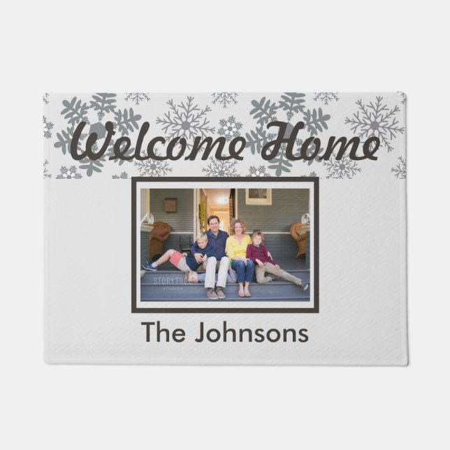 Paillasson Hiver Thème Snowflics Bienvenue à la maison (Devant)
