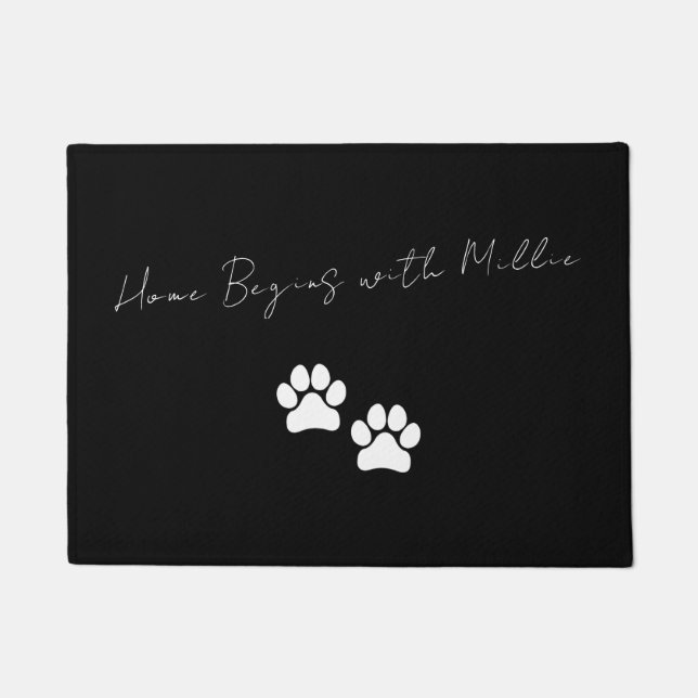 Paillasson Home Is Where Your Pet Is Paw Print Black (Devant)