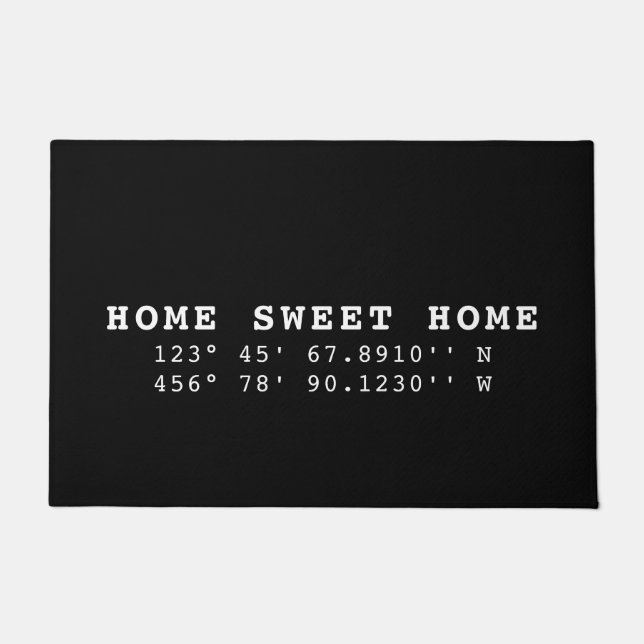 Paillasson Home Sweet Home | Coordonnées | Noir et blanc (Devant)