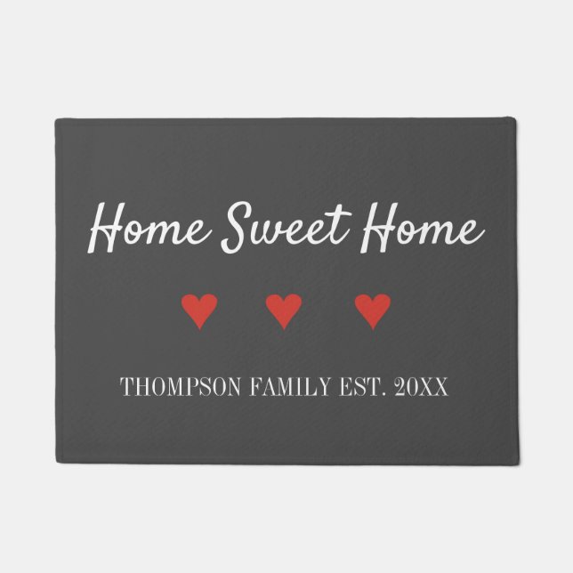Paillasson Home Sweet Home Nom de famille (Devant)