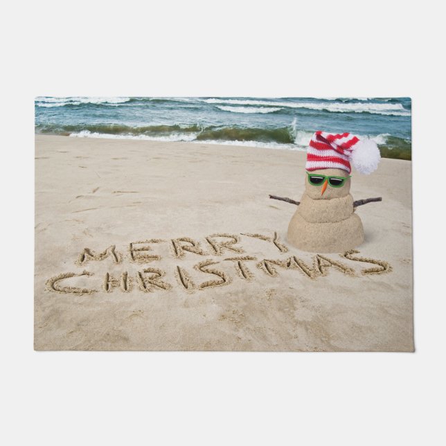 Paillasson Homme De Sable De Noël Sur La Plage (Devant)