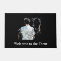 Homme tenant le cheval porte foncée Mat