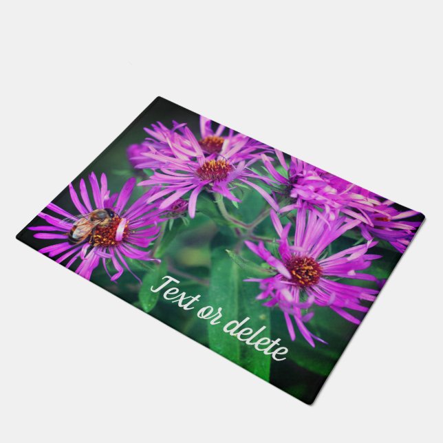 Paillasson Honey Bee On New England Aster Flower Personnalisé (Incliné)