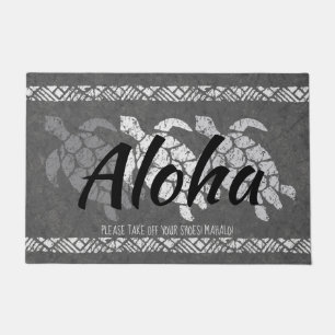 Paillasson Honu Sea Triple Turtle Hawaiian Tapa Grey