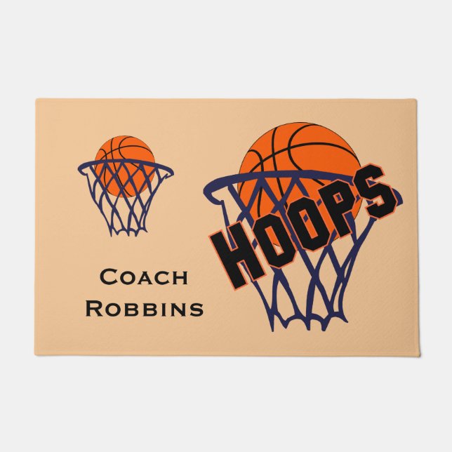 Paillasson Hoops Basketball & Net N'importe quel nom Door Mat (Devant)