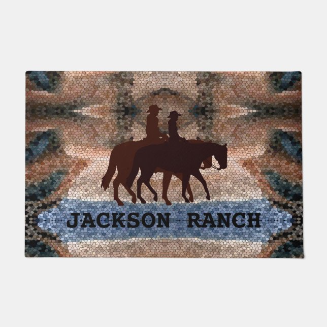 Paillasson Horseback Couple Ranch Brown (Devant)