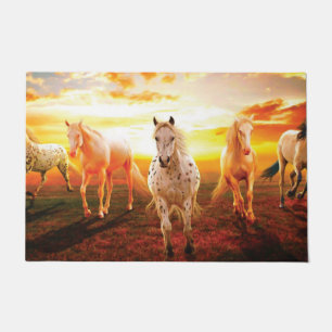 Paillasson Horses at sunset throw pillow
