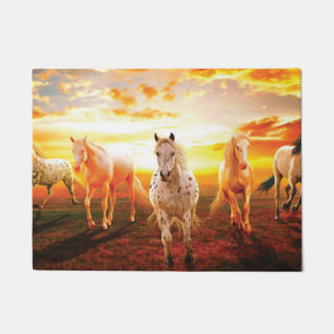 Paillasson Horses at sunset throw pillow