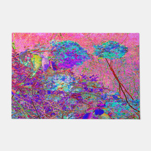 Paillasson Hydrangea Abstrait Violet et Bleu avec Magenta