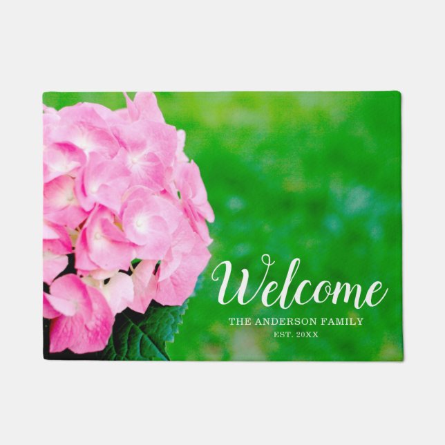 Paillasson Hydrangea Blossom Rose Personnalisé (Devant)