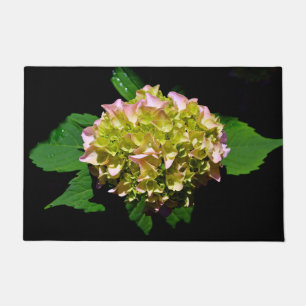 Paillasson Hydrangea rose jaune vert fleur rose jaune