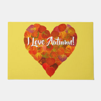 Paillasson I Love Automne!—Rouge Aspen Leaf Heart 1