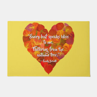 Paillasson I Love Automne—Rouge Aspen Leaf Heart 1, Citation 