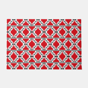 Paillasson Ikat Aztec Tribal, rouge, noir et blanc