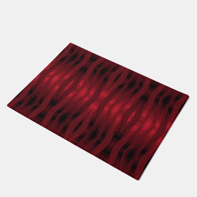 Paillasson Ikat de zigzag rouge et noir (Incliné)