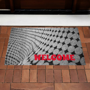 Paillasson Illusion optique monochromatique Noir Blanc Bienve