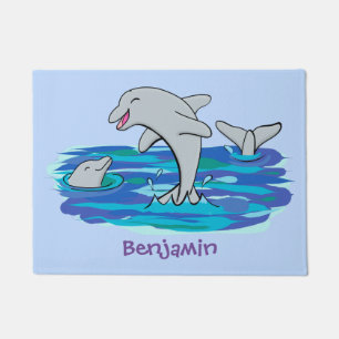 Paillasson Illustration de dauphins heureux adorables